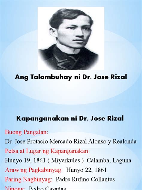 Talambuhay ni Dr. Jose P. Rizal .